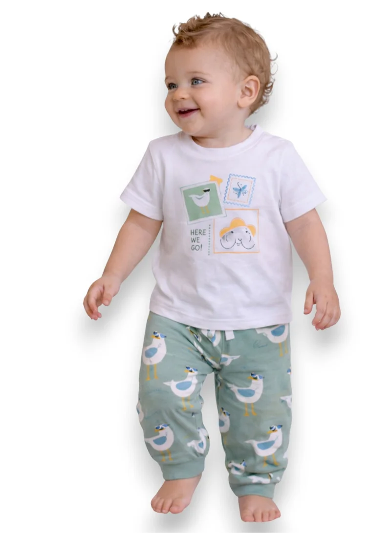 victor and jane Infant Boys Bird Graphic Cotton Pajama Set – T-Shirt & Pajama Pants Nightwear